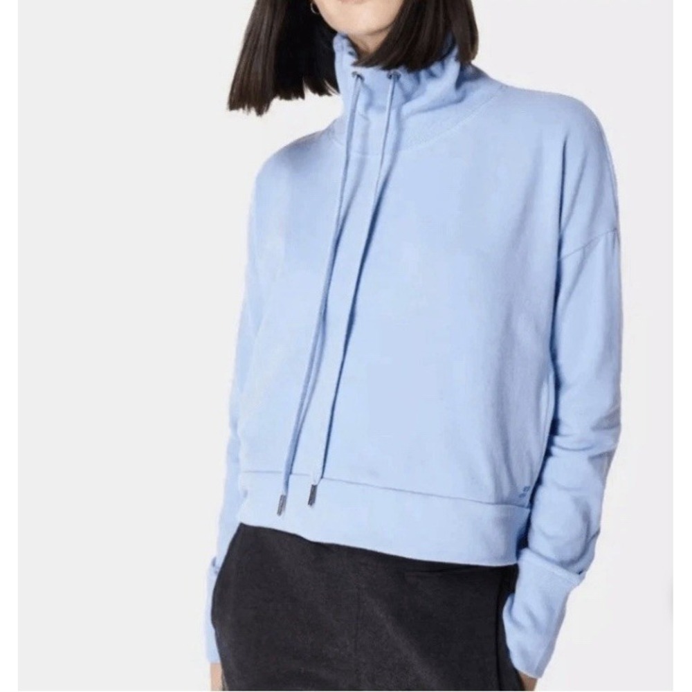 Sweaty Betty Harmonise Luxe Fleece Sweatshirt Coast Blue Sweater Size US‎ 14